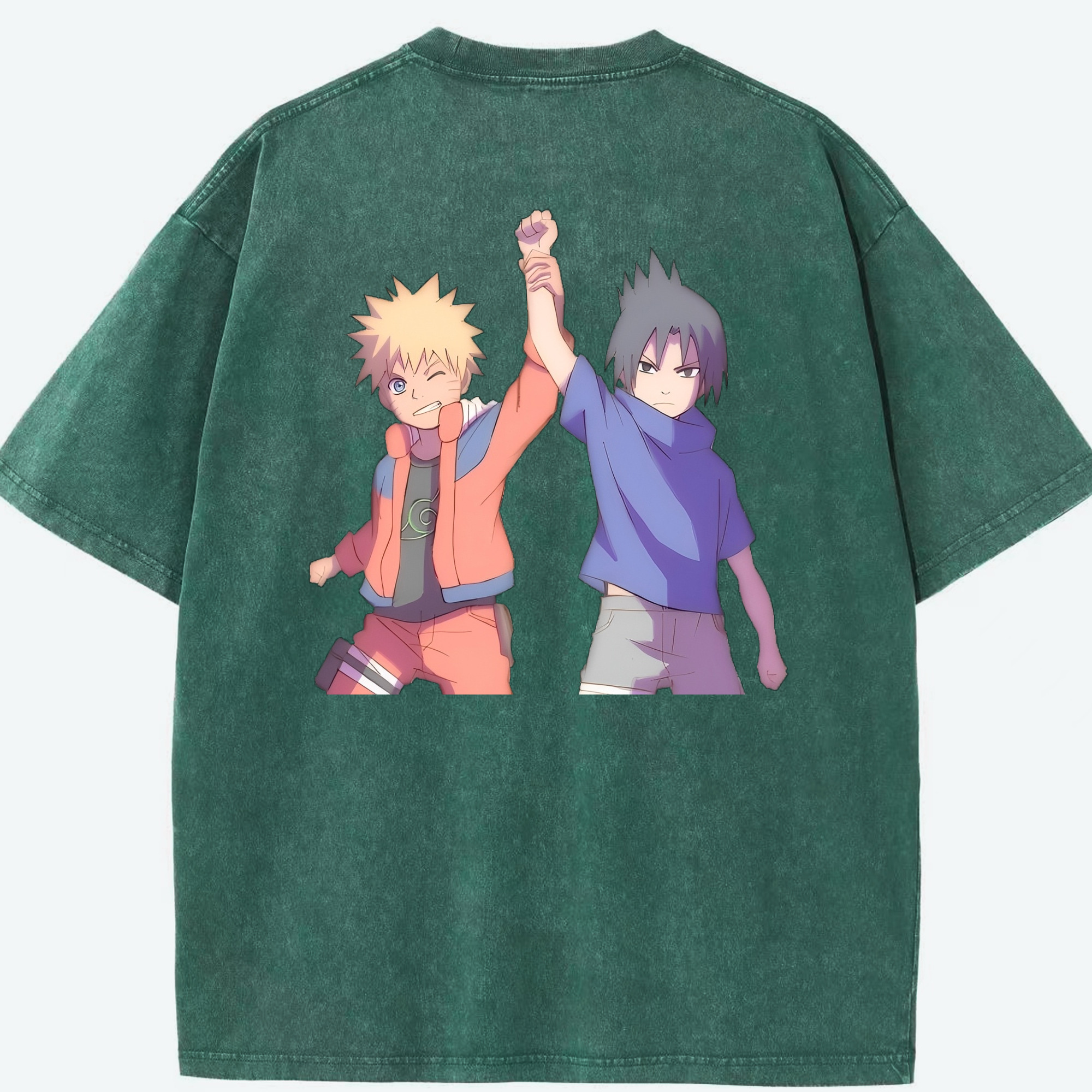 （画像用） NARUTO -ナルト- うちは サスケ Uchiha Sasuke 綿100% ヴィンテージ風 半袖Tシャツ（背面プリント）